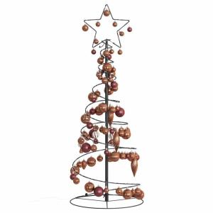 Kerstboom kegelvorm met ballen 80 leds warm wit 120 cm