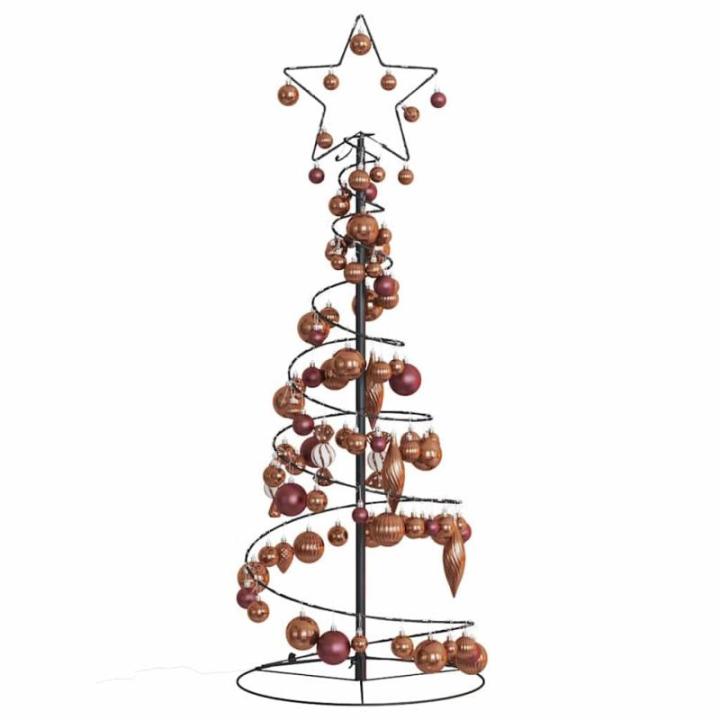 Kerstboom kegelvorm met ballen 80 leds warm wit 120 cm