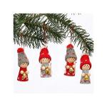Schattige gebreide poppetjes als kerstornament, in 2-delige set, in grijs/rood