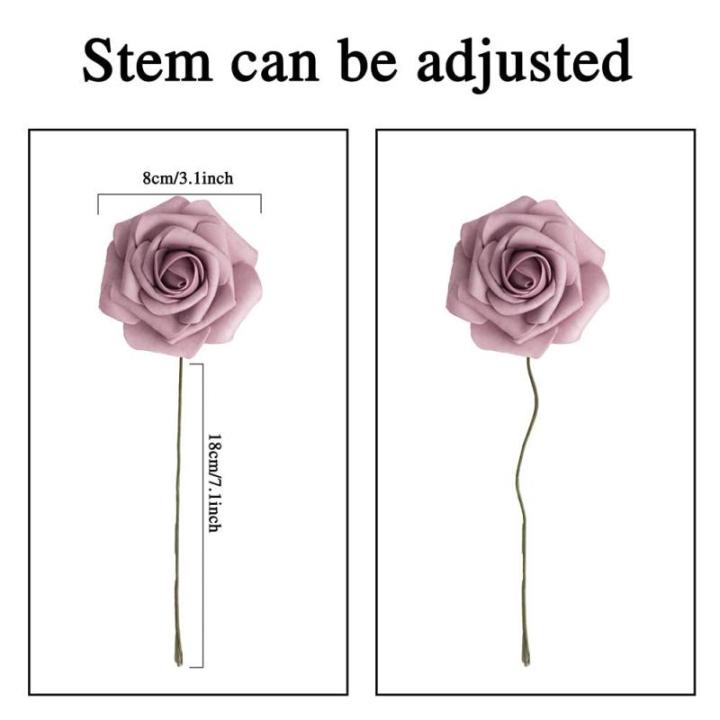 Kunstbloemen, rozen, 25 stuks, decoratieve kunstrozen met steel, voor doe-het-zelf bruiloftsfeest, Valentijnsdag, Moederdag, babyshower, woondecoratie, kleurverloop, paars