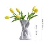 Kunstblumen Kunstblumen, künstliche Tulpen mit Keramikvase, gelbe Tulpen, echtes Blumenarrangement, Hochzeitsdekoration für jeden Anlass