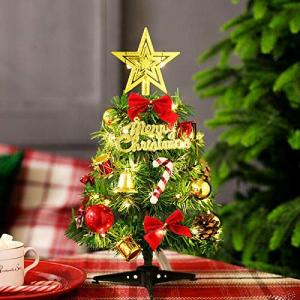 Weihnachtsbaum mit Licht - 30cm Mini-Weihnachtsbaum, Mit Bälle, Glocken, Stern Dekoration, Klassischer Künstlich Kleiner, 2M LED-Lichterkette, Für Indoor Weihnachtsdeko (Warmwei