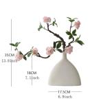 Kunstblumen Künstliche Pflaumenblüten, Pflaumenblüte im Zen-chinesischen Stil, für Heimtisch, Büro, Party, Dekoration (weiße weiße Keramikvase) für jeden Anlass