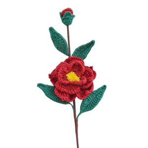 stücke Handgewebte Kamelie Blume Gestrickt Häkeln Blumenstrauß Hochzeit Ornamente