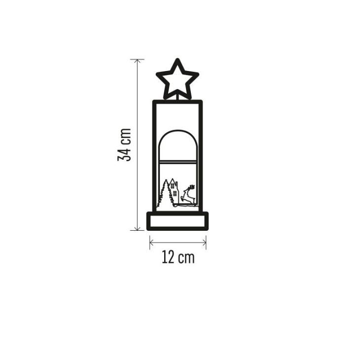 Lichtgevend winterlandschap van hout, 3 leds warm wit licht, kerstdecoratie, IP20 binnen, werkt op batterijen (2 x AA), 10.000 uur levensduur, 6/18 uur timer, 0,3 watt, 12 x 5 x 34