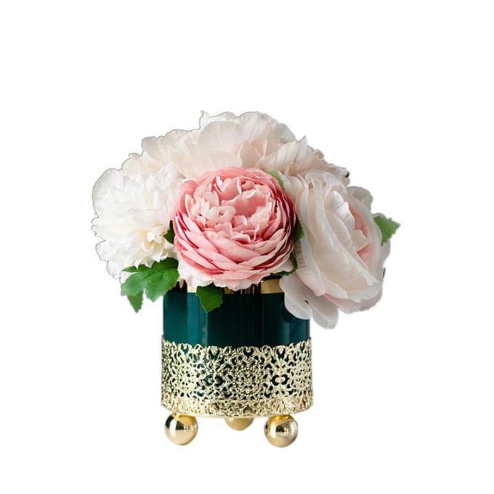 Kunstblumen Künstliche Blumen mit Vase, künstliche Blumen im Keramiktopf, Simulationsblume, Tischdekoration, Zubehör, künstliche Pflanze für jeden Anlass