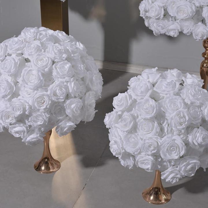 Reine weiße Rose Blume Kugeln, gefälschte Blumen Rosen Kugeln, künstliche Florale Kugel für Mittelstücke Tische, Party, Valentinstag (40cm)
