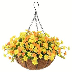 Hängende Blumenpflanze im Korb für Frühlingshochzeitsveranda-Gartenhöfe