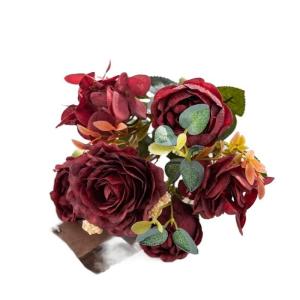 Zijde Kunstmatige Rozen Bloemen for Bruiloft Thuis Herfst Decoratie Groot Boeket Luxe Nep Bloemstuk Bulk Schieten Props (Color : Rood)