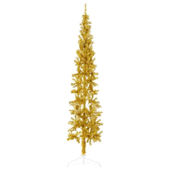 Künstlicher Weihnachtsbaum Golden 180 cm Höhe PVC-Material Halb-Weihnachtsbaum Platzsparend Wand Christbaum Innen- und Außenbereich Wirtschaftliche Weihnachtsdekoration Festlich