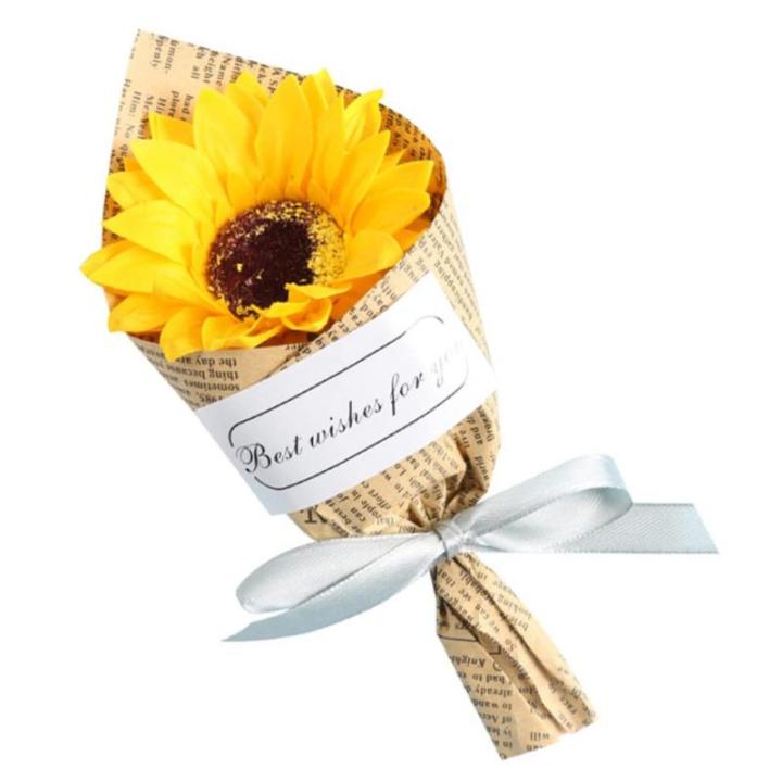 Seifenblumen Bouquet Künstliche ewige Sonnenblume Zeitung für Wohnzimmerdekoration, Seifenblumen gewickelt