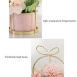 Kunstblumen Künstliche Blumen, Hortensie, Chrysantheme, Kunstblumen, Dekor, Keramik-Pflanztopf, Tischplatten-Pflanzgefäß für jeden Anlass