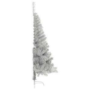 garn-Weihnachtsbaum,künstlicher Weihnachtsbaum Kleiner,Künstlicher Halb-Weihnachtsbaum mit Ständer Silbern 120 cm PVCGeeignet für Patio, Schlafzimmer, Wohnzimmer, Weihnachten