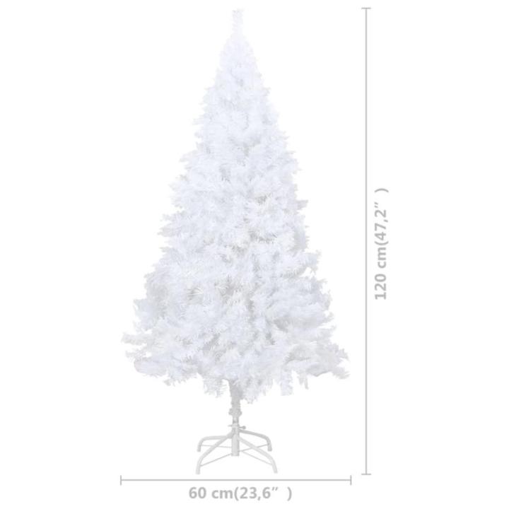 Kunstkerstboom met verlichting en ballen, dennenboom, kerstboom, decoratieve boom, kunstboom, kerstdecoratie, kerstdecoratie, kerstsfeer, kerstdecoraties, wit, 120 cm