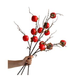 Kunstblumen Künstlicher Fruchtschaum Kaki，Zweigstrauß Gefälschte Blume Getrocknete Blume Wohnaccessoires Natürlich，Für Schaufenster für jeden Anlass