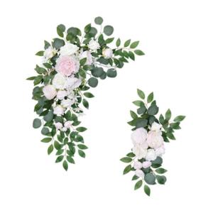 Künstliche Rose Blume Eukalyptus Reben Rattan Floral Hochzeit Party Hintergrund Arch Wand Erklärung