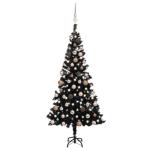 Wiederverwendbar Künstlicher Weihnachtsbaum Beleuchtung und Kugeln 150 cm H Christmas Tree Weihnachtsbaum Home Tannenbaum Weihnachtsdeko Christbaum Kunstbaum Halloween PVC Schwarz