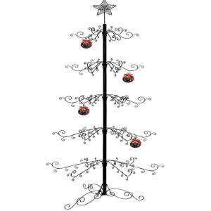 84 Inch Ornament Display Boom Stand Metalen Kerst Smeedijzeren Hanger Haak voor Halloween Opknoping Decoraties Eco Gift Zwart