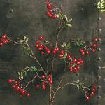 4 Stück künstliche Beerenzweige mit langem Stiel, 60 cm rote Beerenstiele, künstlicher Beerenstrauß für Tischdekoration, Vase, Zuhause, Weihnachtsdekoration, 27.5 Inches