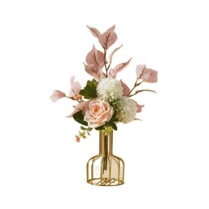 Kunstblumen Künstliche Blumen in Einer schmiedeeisernen Vase, realistische Seidenblumenarrangements für Heimdekoration, Feiertage, besondere Anlässe für jeden Anlass