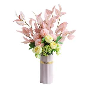 Kunstblumen Kunstseidenblumen mit Vase für Heimdekoration und Hochzeit, Blumenarrangement, Valentinstagsgeschenke, Kunstblumen für jeden Anlass