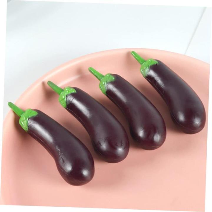 3 Sätze Simulation Aubergine Dekoratives Auberginenmodell Hausmodell-Dekoration Miniatur Landschaftsbau Mini Dekor Mini-Spielzeug Puppenzubehör Tragen PVC 4 Stück * 3