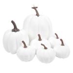 7 stuks kunstpompoenen, kunstpompoenen, Halloween-pompoenen, neppompoen voor Halloween-decoratie, festival, boerderij, keukentafel, wit