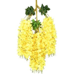Künstliche Glyzinien Hängeblumen 12 Stück Simulation Seidenblume Hortensie für DIY Girlande Ranke Blumen Schnur nach Hause