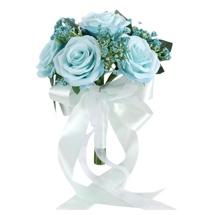 Braut Hochzeit Blume Seide Rosen Hand Bouquet Zubehör Frauen Party Dekoration