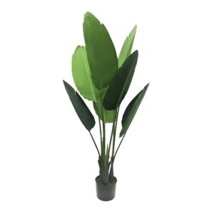Kunstplant, kunstboom, kunstplant, decoratieve bananenplant in zwarte pot, groot en zeer realistisch, groen (80 cm)