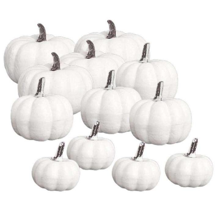 12 stuks realistische witte pompoenen van de herfstpompoenoogst voor huis tuin decoratie