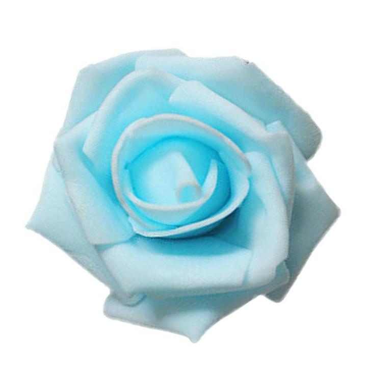 50 x schuimkoppen, bloemhoofden, kunstbloemen, bruidsboeket, huisdecoratie, rozen, lichtblauw