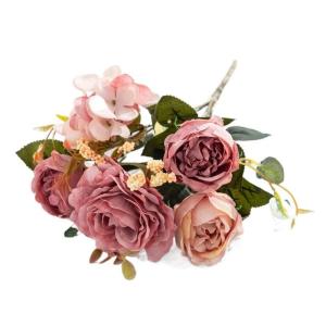 Zijde Kunstmatige Rozen Bloemen for Bruiloft Thuis Herfst Decoratie Groot Boeket Luxe Nep Bloemstuk Bulk Schieten Props (Color : Bean paste)