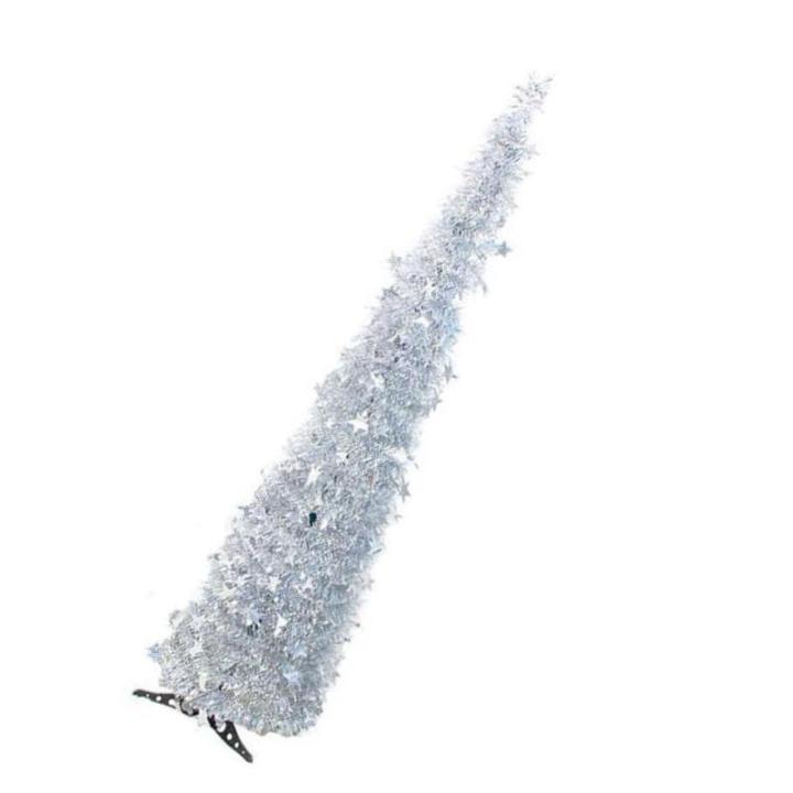 Weihnachtsbaum, PVC-Stern-Glitzer, Festliche, Faltbare Weihnachtsbaum-Figur, Dekoration für Zuhause, Hotel (Silver)