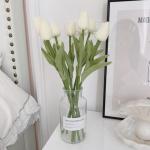Kunstblumen Simulations-Tulpenstrauß in Glasvase, künstlicher gefälschter Blumentopf für Tischdekoration, Badezimmer-Ornamente im Innenbereich für jeden Anlass