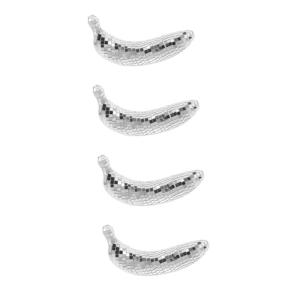 4 Stück Disco-Banane Deckel Disco-pflanzgefäß Reflektierende Spiegelkugeln Bachelorette-dekor Disco-Desktop-Dekoration Bananenverzierung Disco-Beleuchtung Armreif Schaum Silver