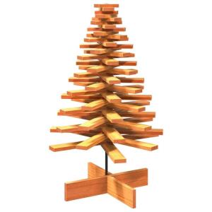 Kerstboom, dennenboom hout om te versieren, kerstboom houten boom DIY kerstdecoratie decoratieve boom kerstdecoratie, wasbruin 100 cm massief hout grenen