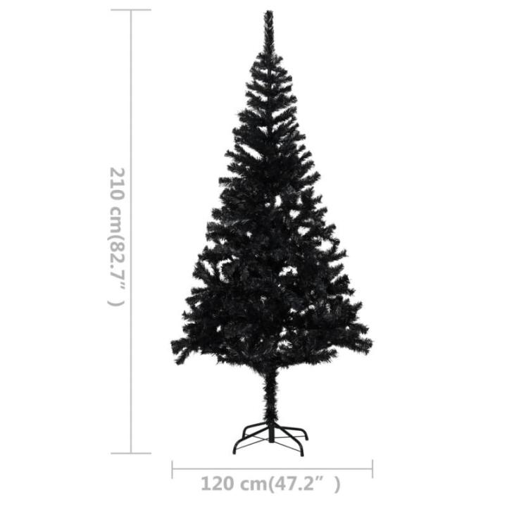 Wiederverwendbar Künstlicher Weihnachtsbaum Beleuchtung und Kugeln 210 cm H Christmas Tree Weihnachtsdeko Christbaum Kunstbaum Halloween Weihnachtsbaum Home Tannenbaum PVC Schwarz