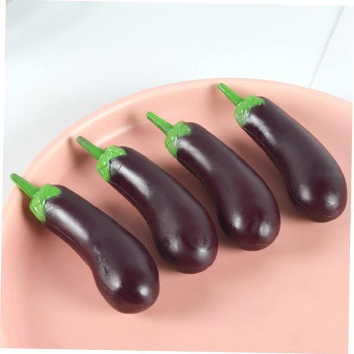 2 Sätze Simulation Aubergine Dekoratives Auberginenmodell Hausmodell-Dekoration Miniatur Aubergine Interessantes Miniaturspielzeug Miniatur-auberginen Für Kinder PVC 4 Stück * 2