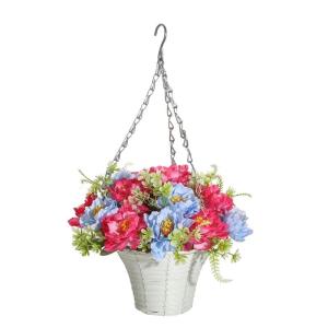 Hängende Blumenpflanze im Korb für Frühlingshochzeitsveranda-Gartenhöfe
