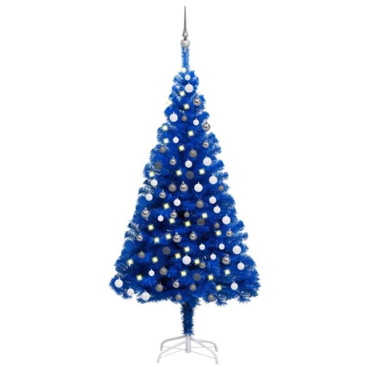 Wiederverwendbar Künstlicher Weihnachtsbaum Beleuchtung und Kugeln 120 cm H Christmas Tree Halloween Weihnachtsbaum Tannenbaum Weihnachtsdeko Christbaum Kunstbaum PVC und Stahl Bl