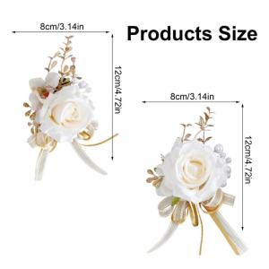 Stück Elegante Boutonniere/Armbänder mit Kunstrosen, stilvolle Accessoires für Brautpartys, Elegante Verzierungen für die Hochzeit