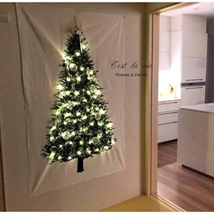 Xmas Tree Tapestry met LED Star Light Merry Christmas Achtergrond Muur Opknoping Art Tapestries voor Fotografie Deken Festival Decor (Klein)