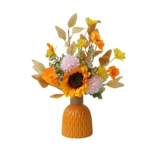 Kunstblumen Gefälschte Blumen mit Vase, Faux Blumenarrangement mit Vase für Heimdekoration, geeignet für Hochzeit, Esstisch, Büro für jeden Anlass