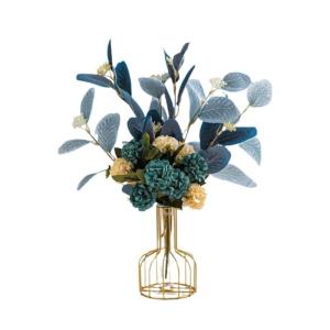 Kunstblumen Künstliche Blumen-Pflanzen-Set, künstliche Seidenblumen mit Leichter Luxus-Vase aus Schmiedeeisen, für den Hochzeitshausgarten für jeden Anlass
