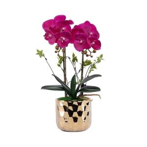 Kunstblumen Künstliches Blumen-Set, goldene Keramikvase mit künstlicher Schmetterlings-Orchidee, Arrangements für den Esstisch für Hochzeitsfeiern für jeden Anlass