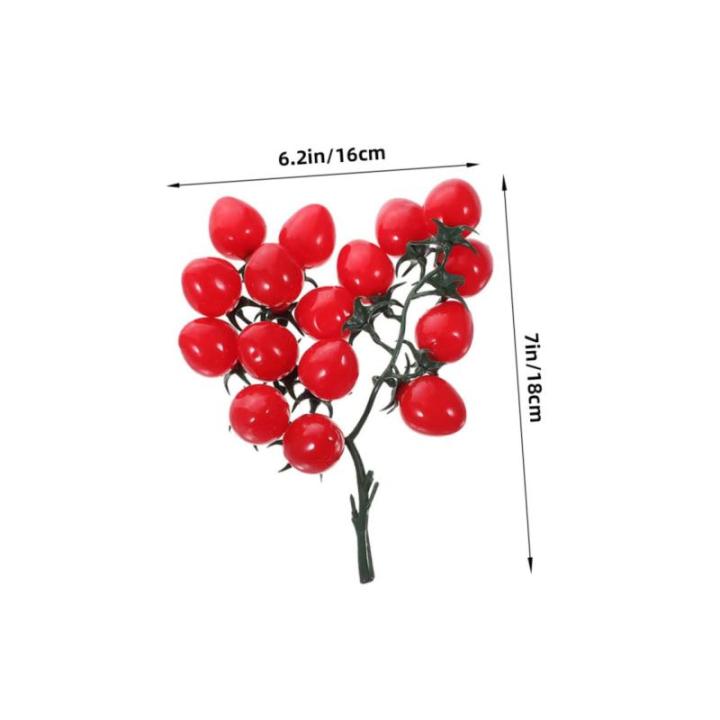 16 STK Simulierte Kirschtomaten Simulationsfrucht Simulation Kirschtomaten Gefälschte Kirschtomaten Schmücken Kirschtomatenmodell Dekorative Kirschtomaten Obst-Requisite Rot PVC