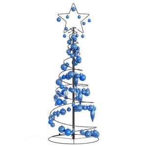 Kerstboom kegelvorm met ballen 80 leds warm wit 120 cm