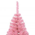 Halve kunstkerstboom met standaard, kerstboom, dennenboom, decoratieve boom, kerstdecoratie, roze, 240 x 125 cm