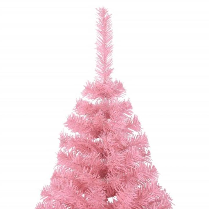 Halve kunstkerstboom met standaard, kerstboom, dennenboom, decoratieve boom, kerstdecoratie, roze, 240 x 125 cm